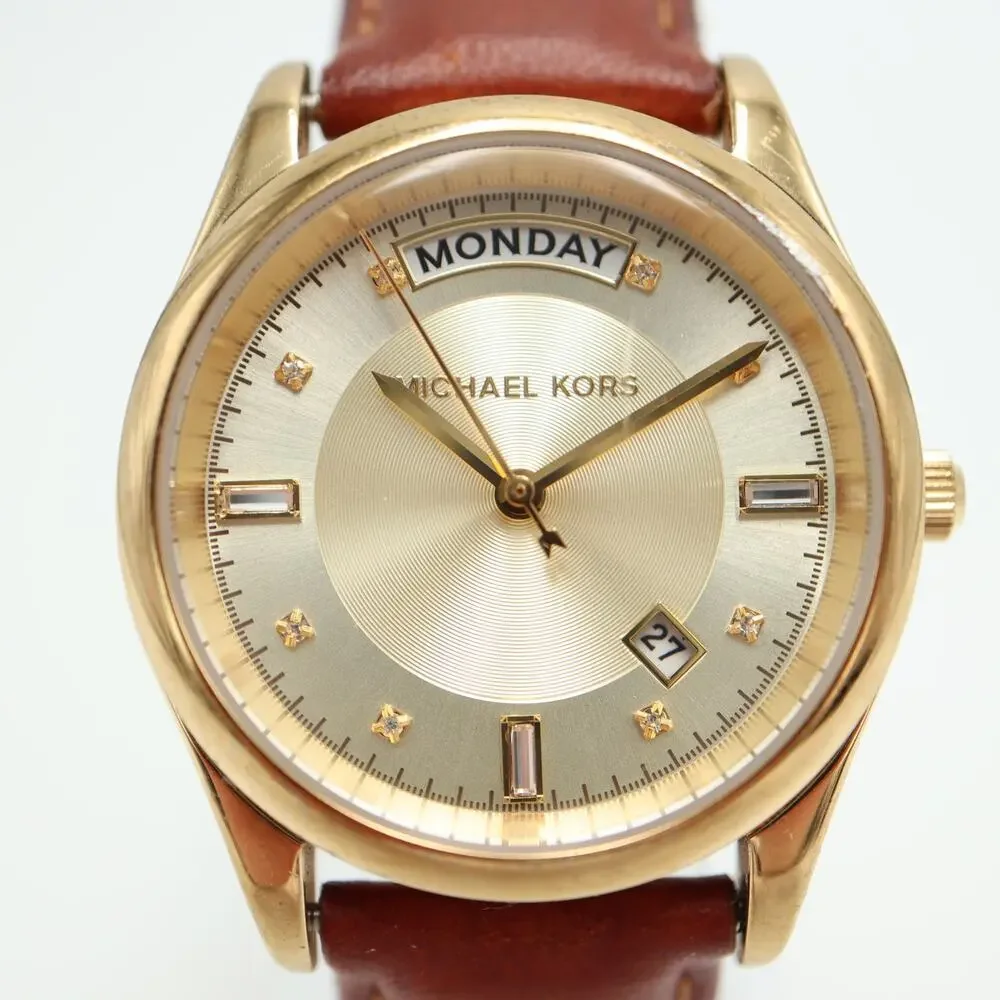 Michael Kors Colette Luggage Full Day 34mm Womens Watch MK2374 w New Battery